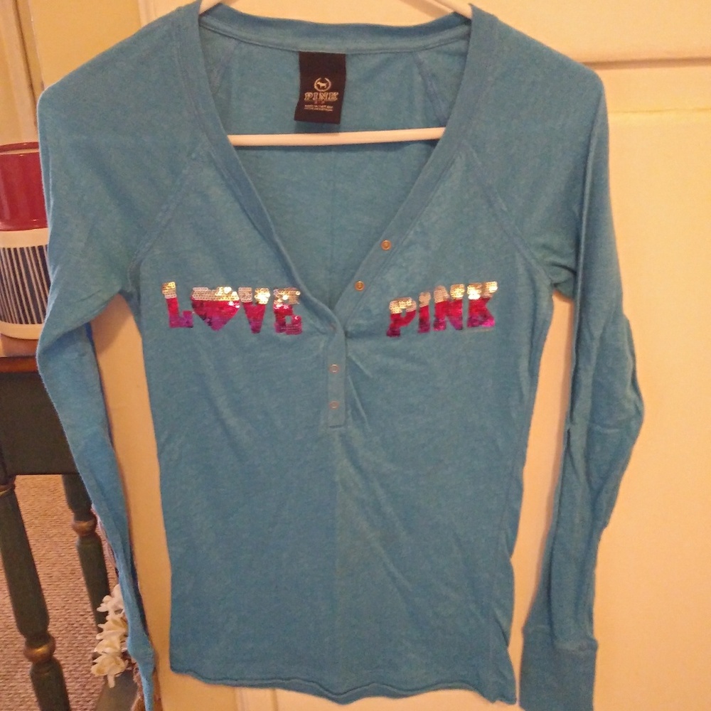Victorias secret sequin embellished henley sz s